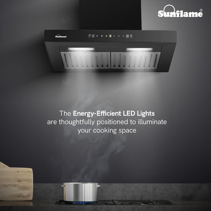 Lancer Chimney | 60 cm | 1250 m³/h High Suction Capacity | Heat Auto-Clean | Gesture Control with Touch Panel