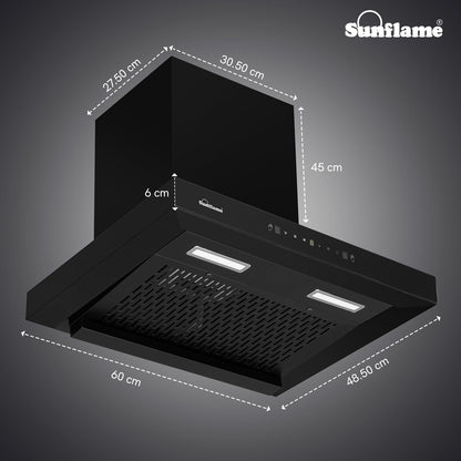Glanza High Efficiency Filterless Auto-Clean Chimney | 60 cm| 1250 m³/h Suction Capacity | Gesture Control with Touch Panel