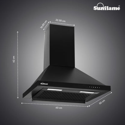 Maleo 60 FL HAC Filterless Auto-Clean Chimney | 60 cm| High Suction of 1200 m³/h | Push Button Control