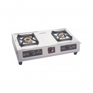 SUNFLAME GAS STOVE SS DOUBLE BURNER WITH E/I SYSTEM